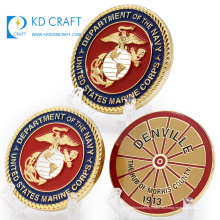Espacios en blanco de alta calidad logotipo personalizado de metal en relieve 3D esmalte recuerdo militar estadounidense usmc marine corps challenge coin